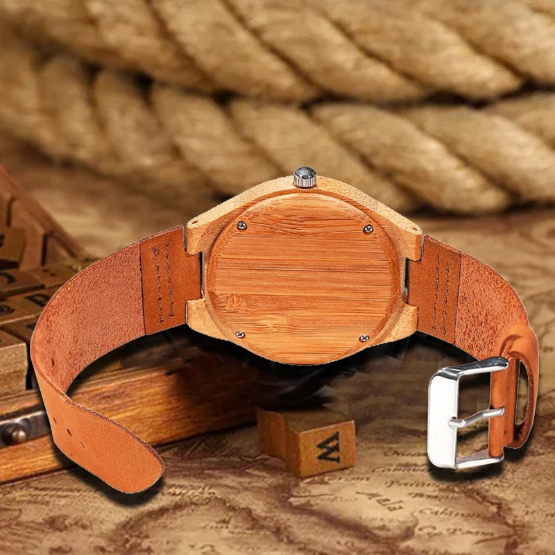 Men’s wood watch quartz imitate wooden watches top luxury premium design soft leather band wristwatch male montre homme