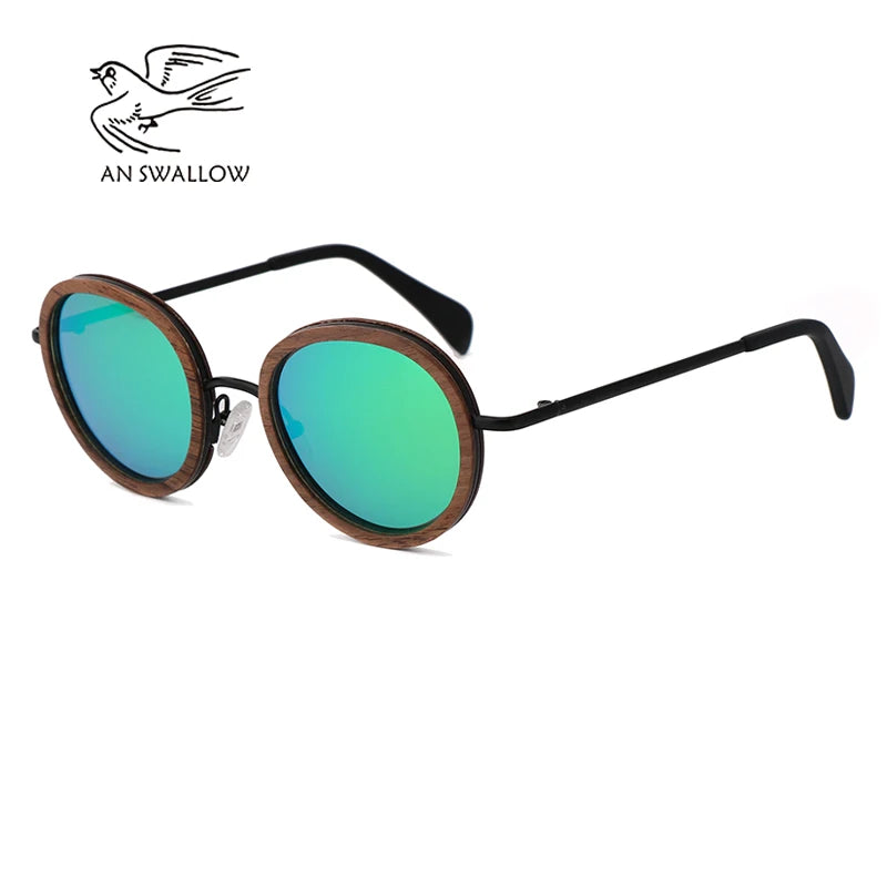 An swallow new retro wooden sunglasses men’s black walnut ladies brand design polarized uv400