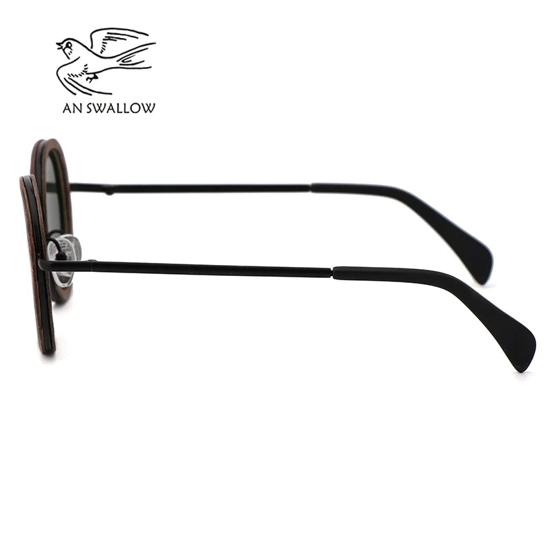 An swallow new retro wooden sunglasses men’s black walnut ladies brand design polarized uv400