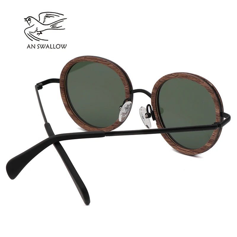 An swallow new retro wooden sunglasses men’s black walnut ladies brand design polarized uv400