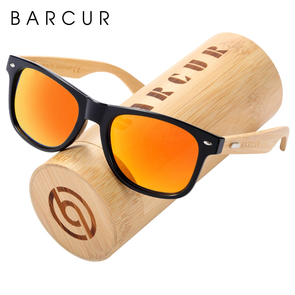 Barcur polarized bamboo sunglasses men wooden sun glasses women brand original wood uv400 oculos de sol - orange / china