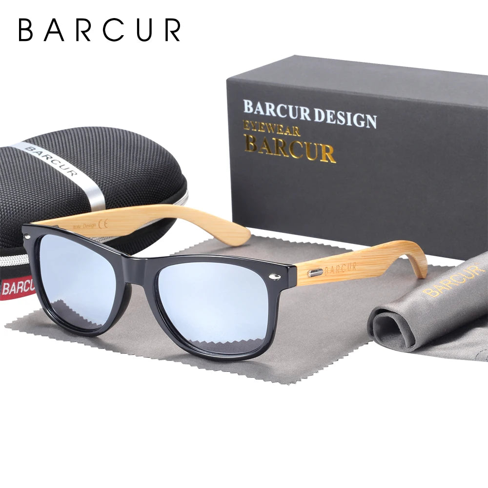 Barcur polarized bamboo sunglasses men wooden sun glasses women brand original wood uv400 oculos de sol - silver / china